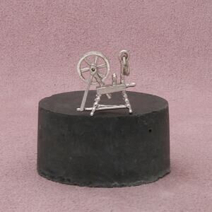 sterling silver vintage 3d cotton spinning wheel charm pendant